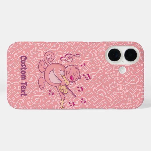 Roze kat met Violin iPhone Case (Achterkant (horizontaal))