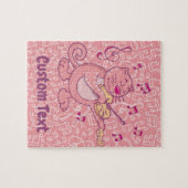 Roze kat met Violin Jigzaag Puzzle Legpuzzel (Horizontaal)