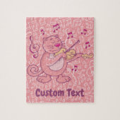 Roze kat met Violin Jigzaag Puzzle Legpuzzel (Verticaal)