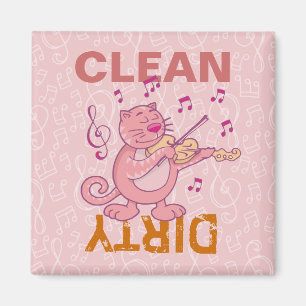 Roze kat met Violin Magneet