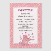 Roze kat met Violin Magnetic Invitation (Voorkant)