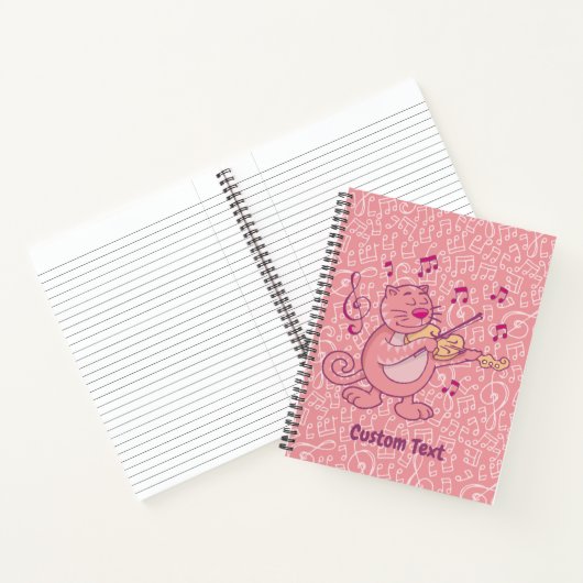 Roze kat met Violin Notitieboek (Binnen)