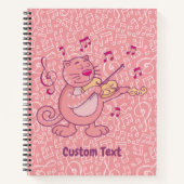 Roze kat met Violin Notitieboek (Voorkant)