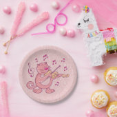 Roze kat met Violin Papieren Bordje (Feest)