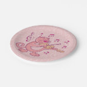 Roze kat met Violin Papieren Bordje (Gekanteld)