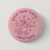 Roze kat met Violin Pinback Button (Voorkant)