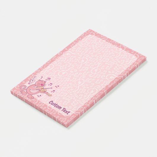 Roze kat met Violin Post-it Notes (Schuin)