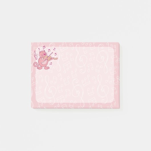 Roze kat met Violin Post-it® Notes (Voorkant)