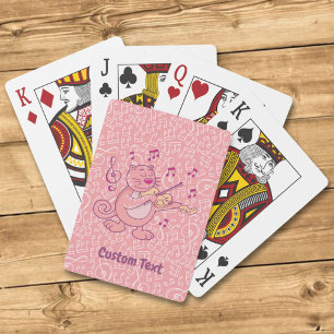 Roze kat met Violin Pplaykaarten Pokerkaarten