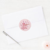 Roze kat met Violin Ronde Sticker (Envelop)
