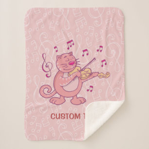 Roze kat met Violin Sherpa Deken