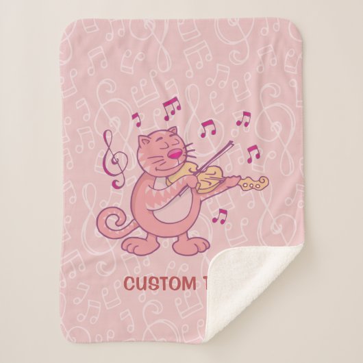 Roze kat met Violin Sherpa Deken (Voorkant)