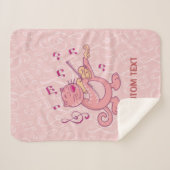 Roze kat met Violin Sherpa Deken (Voorkant (horizontaal))