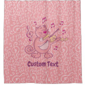 Roze kat met Violin Shower Curtain Douchegordijn (Voorkant)