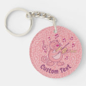 Roze kat met Violin Sleutelhanger (Voorkant)