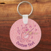 Roze kat met Violin Sleutelhanger (Voorkant)