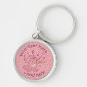 Roze kat met Violin Sleutelhanger (Voorkant)