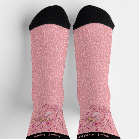 Roze kat met Violin Socks Sokken (Top)