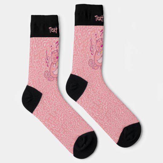 Roze kat met Violin Socks Sokken (Rechts)