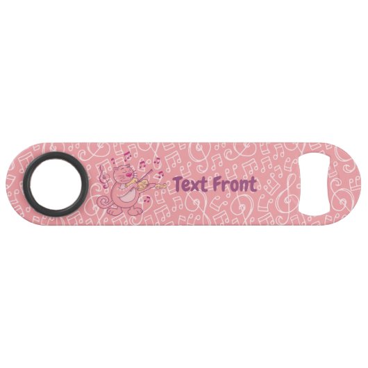 Roze kat met Violin Speed flesopening Flessenopener (Voorkant (Horizontaal))