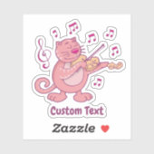 Roze kat met Violin Sticker (Vel)