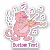 Roze kat met Violin Sticker (Voorkant)