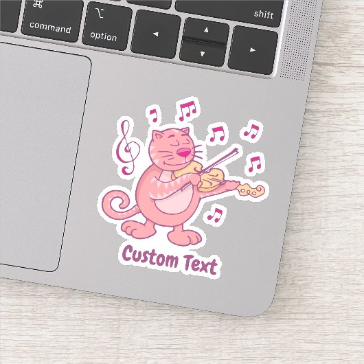 Roze kat met Violin Sticker (Detail)