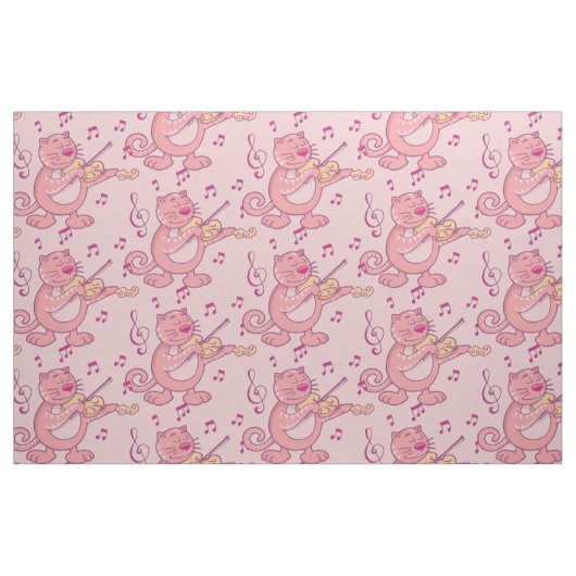 Roze kat met Violin Stof (Fat Quarter)