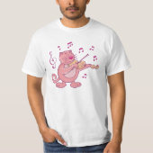 Roze kat met Violin T-shirt (Voorkant)