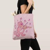 Roze kat met Violin Tote Bag (Dichtbij)