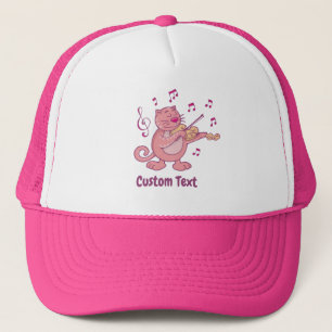 Roze kat met Violin Trucker Hat Pet