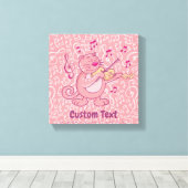 Roze kat met viool canvasprint canvas afdruk (Insitu (Houten vloer))