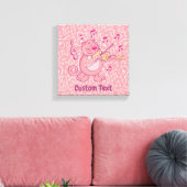 Roze kat met viool canvasprint canvas afdruk (Insitu (Woonkamer))