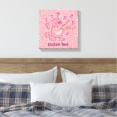 Roze kat met viool canvasprint canvas afdruk (Insitu (Slaapkamer))