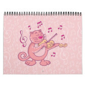 Roze kat met viool kalender (Hoes)