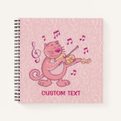 Roze kat met viool notitieboek (Voorkant)