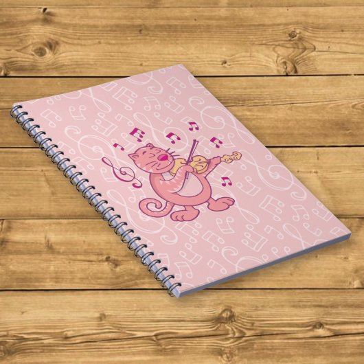 Roze kat met viool notitieboek