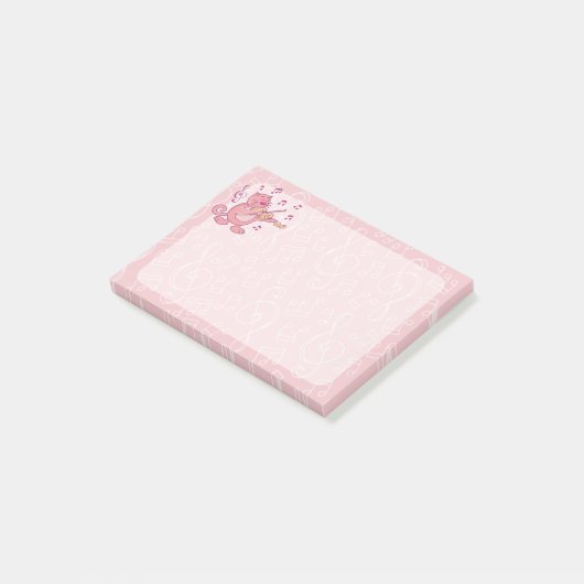 Roze kat met viool post-it® notes (Schuin)