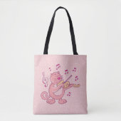 Roze kat met viool tote bag (Voorkant)