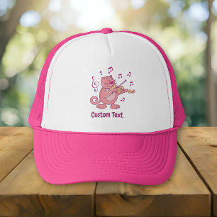Roze kat met viool truckerhoed trucker pet