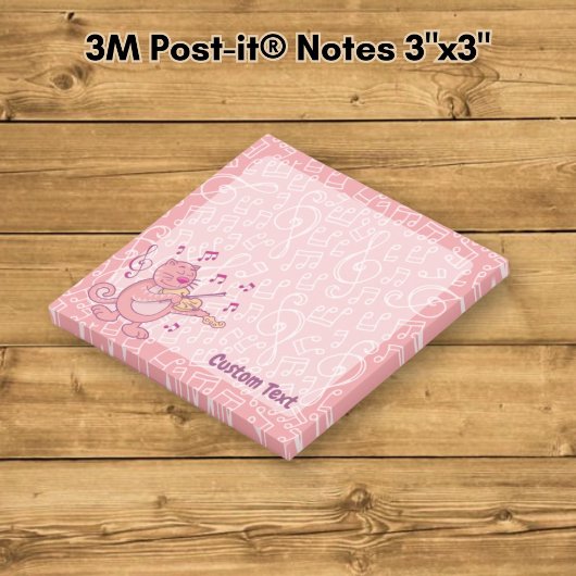 Roze kat met vioolnotaties post-it® notes
