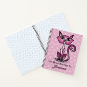 Roze kat met witte wervelkolom Achtergrond Notitie Notitieboek (Binnen)