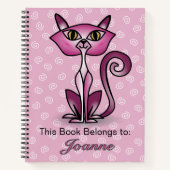 Roze kat met witte wervelkolom Achtergrond Notitie Notitieboek (Voorkant)