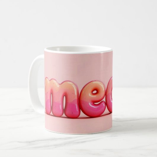 Roze Kat Miauw Mok. Koffiemok (Voorkant links)