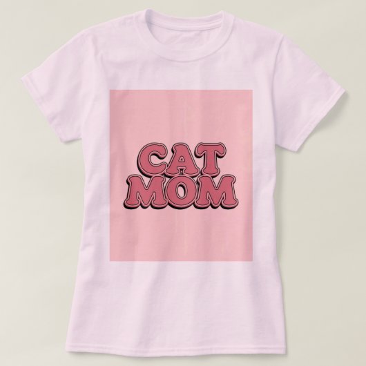 Roze Kat Moeder Tekst T-shirt (Design voorkant)