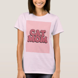 Roze Kat Moeder Tekst T-shirt