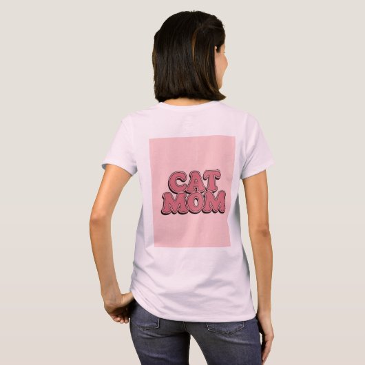 Roze Kat Moeder Tekst T-shirt (Achterkant volledig)