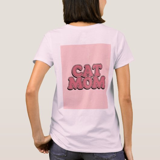 Roze Kat Moeder Tekst T-shirt (Achterkant)