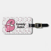 Roze kat Monogrammen C Kinder reiziger Bagagelabel (Voorkant horizontaal)