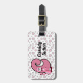 Roze kat Monogrammen C Kinder reiziger Bagagelabel (Voorkant verticaal)